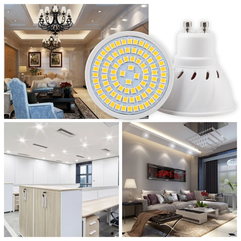 Bombilla LED E27 E14 MR16 GU10 220V-240V, Lámpara LED, Foco 48 60 80 LED 2835 SMD, Lámpara de Punto