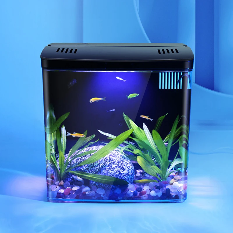 Pecera pequeña para sala de estar, mini pecera Douyu, pecera ecológica de sobremesa para el hogar, pecera con filtro trasero de autocirculación para peces dorados