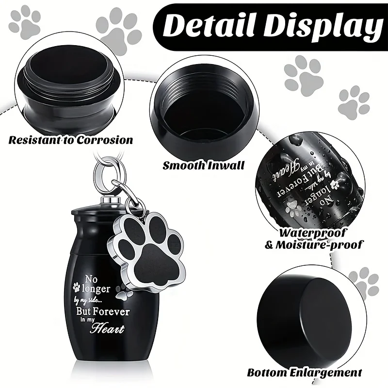 Llavero de urnas para mascotas, perro/gato para cenizas, joyería de cremación, recuerdo conmemorativo con estampado de pata