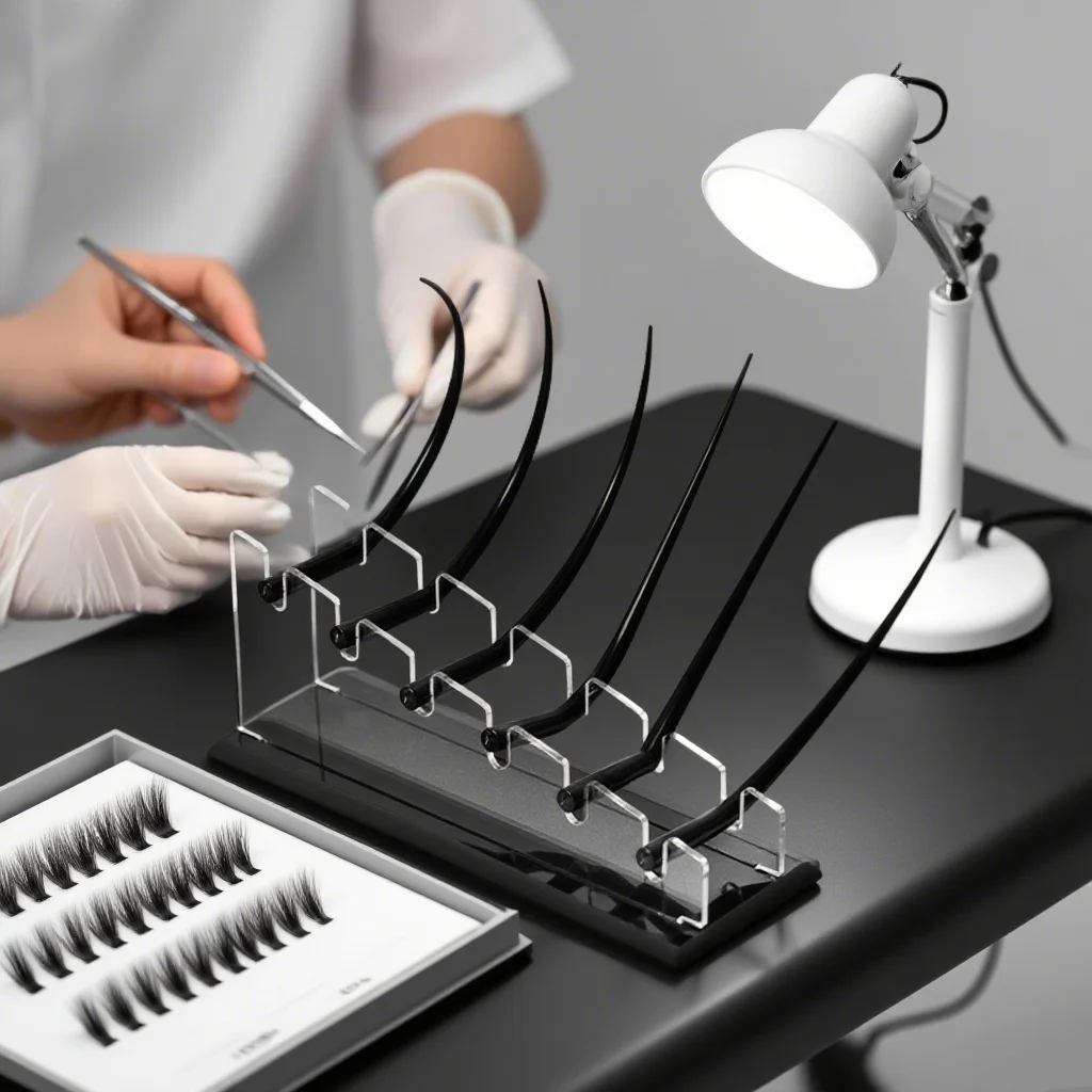 Paquete de 9 Soportes para Exhibición de Extensiones de Pestañas, Modelo de Demostración de Pestañas Rizadas para Salón, Herramienta Profesional de Maquillaje y Entrenamiento de Belleza