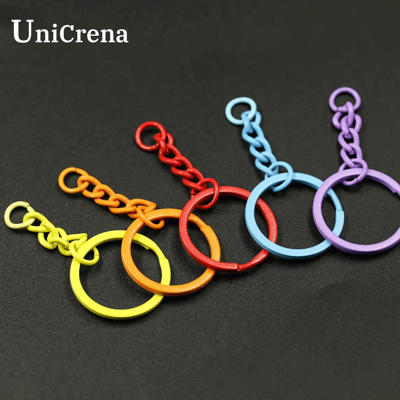 UniCrena Anillo Partido con Cadena y Anillos de Salto, Conector de Llavero Colorido de Pintura Horneada para Manualidades DIY, Fabricación de Joyas, Placas para Perro al por Mayor