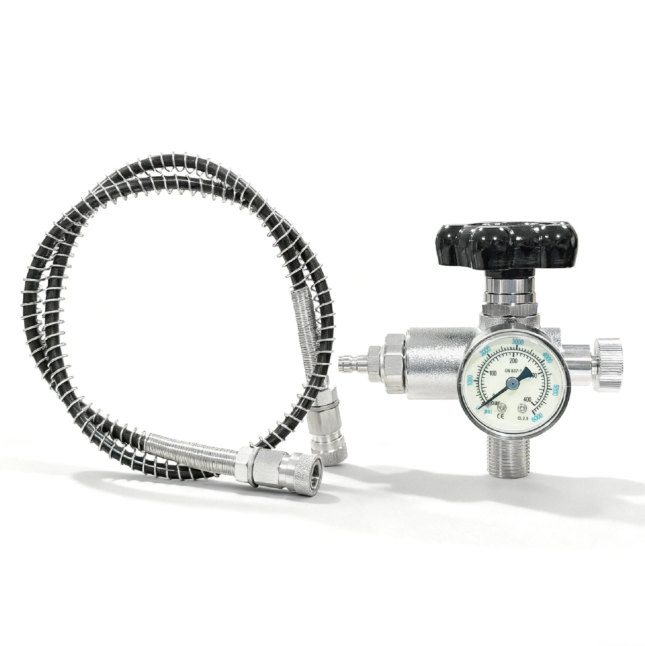 Válvula de carga de tanque de buceo de alta presión, estación de llenado de aire, adaptador de recarga para cilindro M18x1.5 con 400bar, manómetro 6000psi, manguera de 50cm