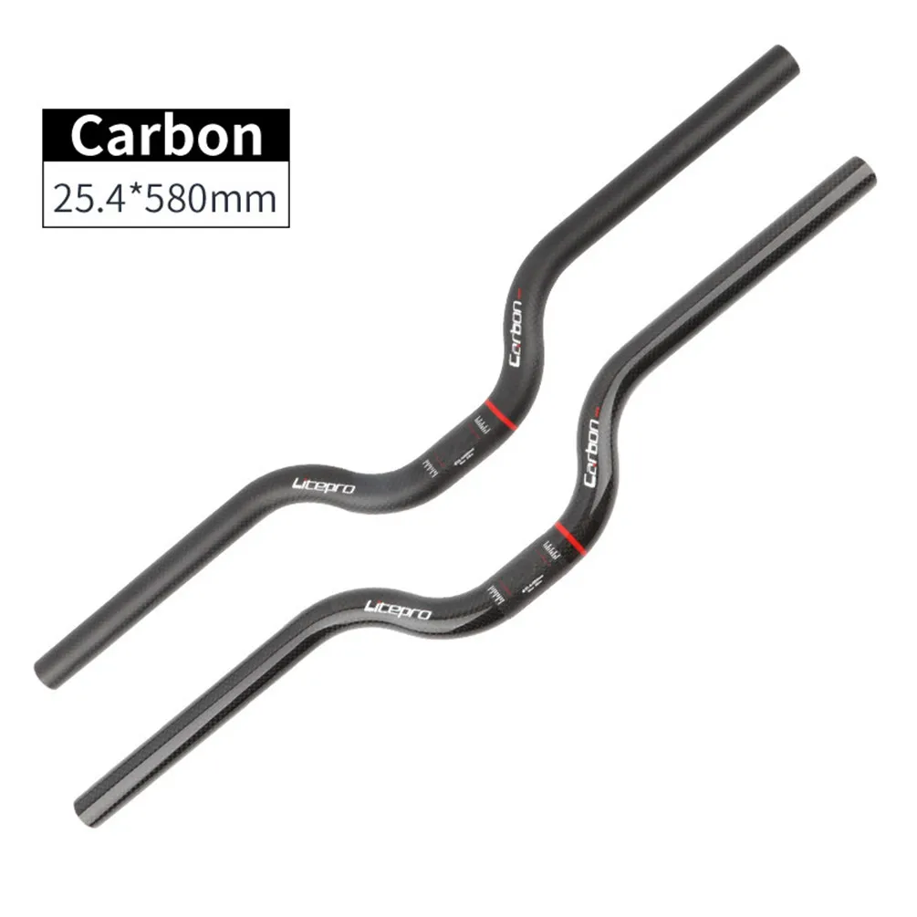 Manillar Litepro M para bicicleta plegable, fibra de carbono, para Brompton, 25,4 x 580 mm, manillar tipo Swallow