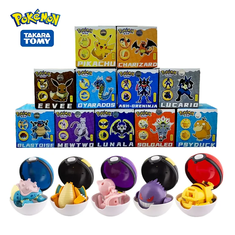 Juguetes originales de la colección Pokémon Elf Ball, figuras de los monstruos de bolsillo, modelo Pikachu, Gengar, Elf Ball, Dragonite, Snorlax, Lapras.