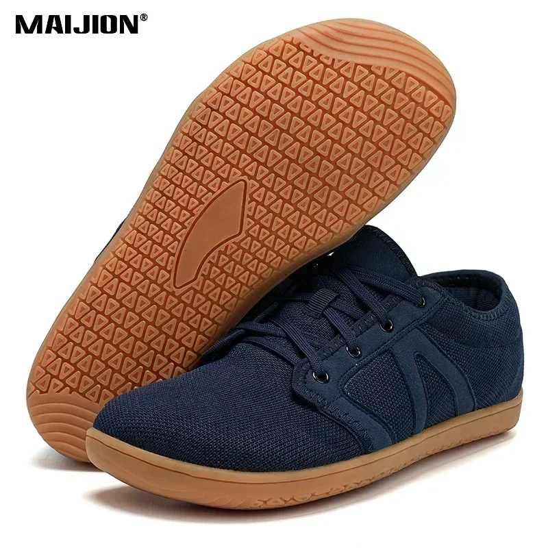 Zapatillas de deporte minimalistas descalzas para hombre, suela caída cero de ajuste ancho, relajación óptima, entrenador cruzado para hombre, zapatos descalzos con punta ancha