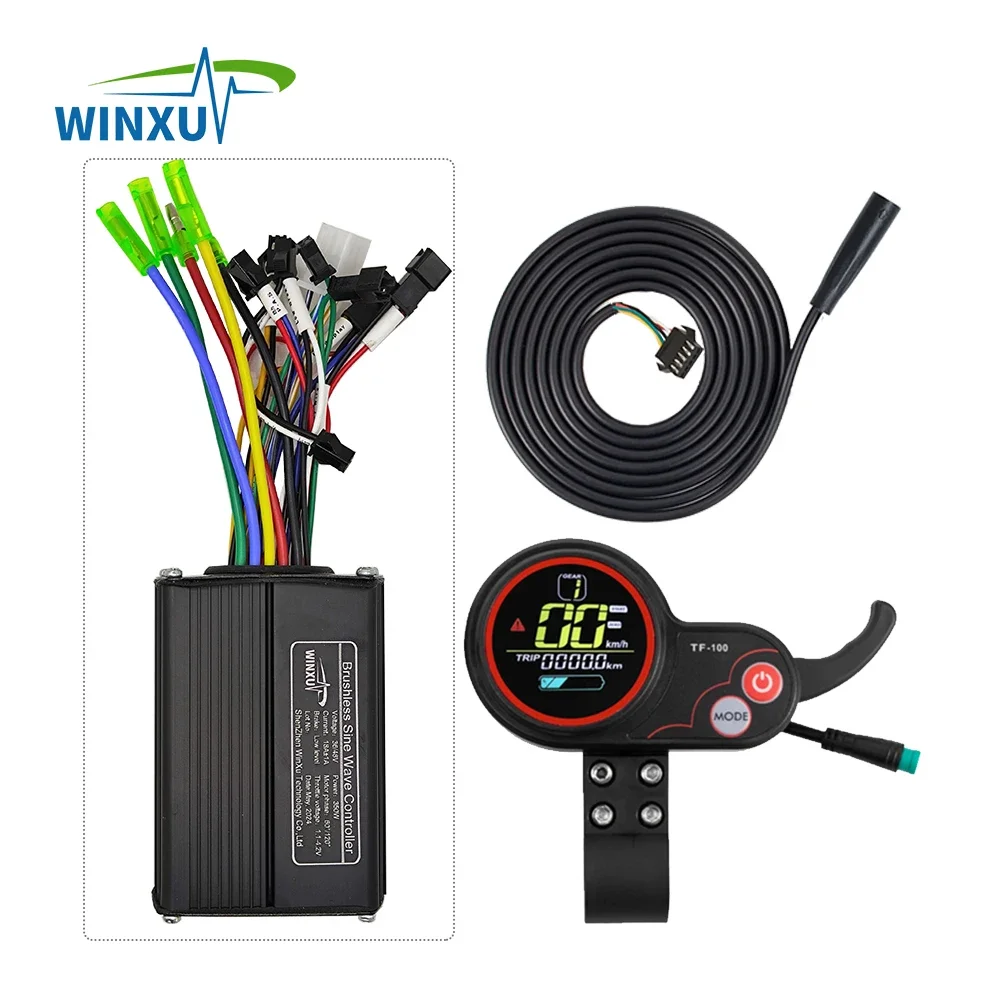 Motor sin escobillas de onda sinusoidal FOC, controlador Universal de TF-100, pantalla LCD a Color, 36V, 48V, 350W, 18A, para patinete eléctrico y bicicleta