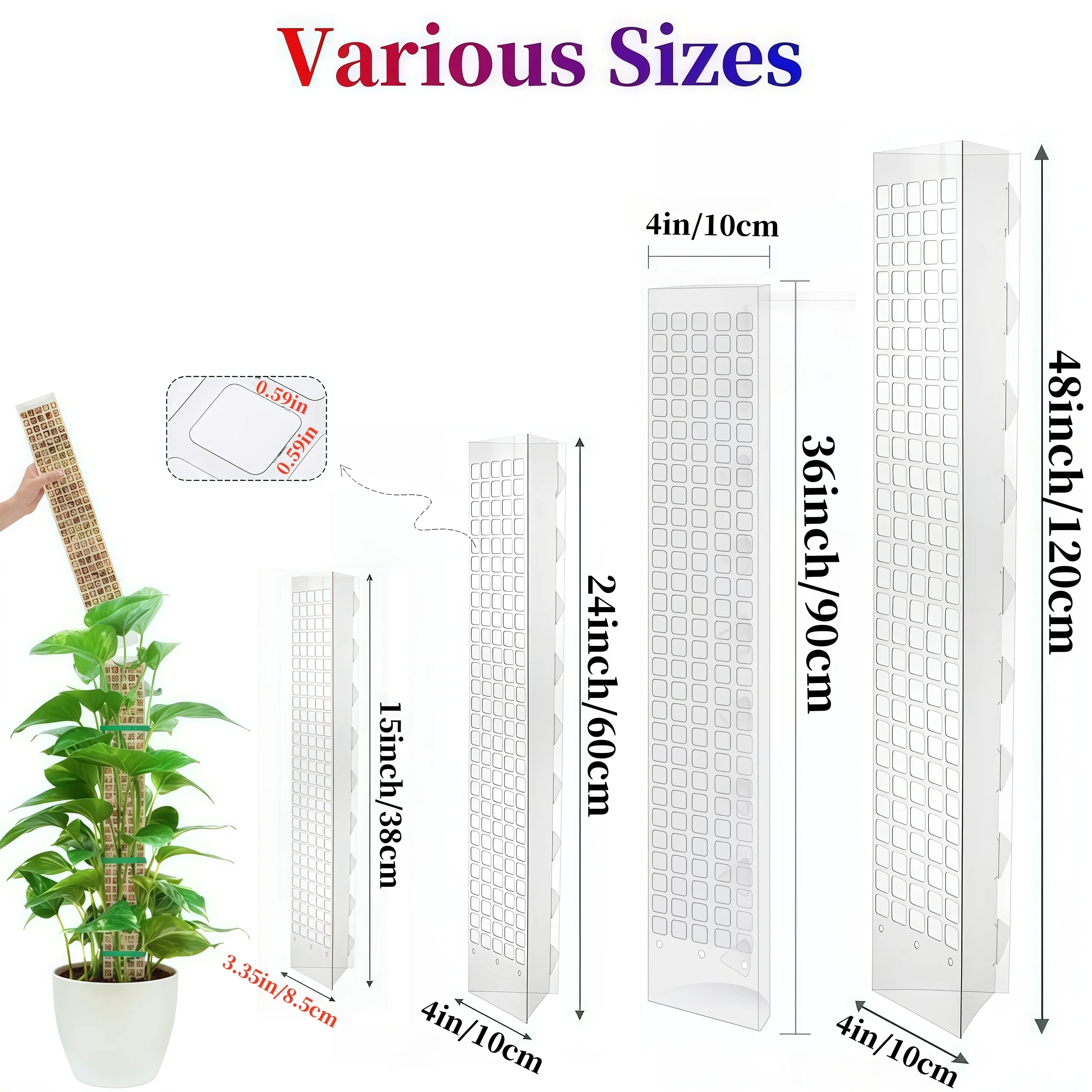 Columna de musgo de agua para plantas trepadoras de 24/36/48 pulgadas, poste de musgo de plástico para interiores, soporte de esfagnum, palos de plantas en macetas, jardín de crecimiento