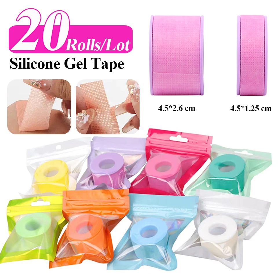 NUEVO Paquete de 20 Rollos de Cinta de Gel de Silicona No Tejida, para Piel Sensible, Multiusos, Transpirable, Microporosa, Parches de Gel de Color para Ojos y Maquillaje