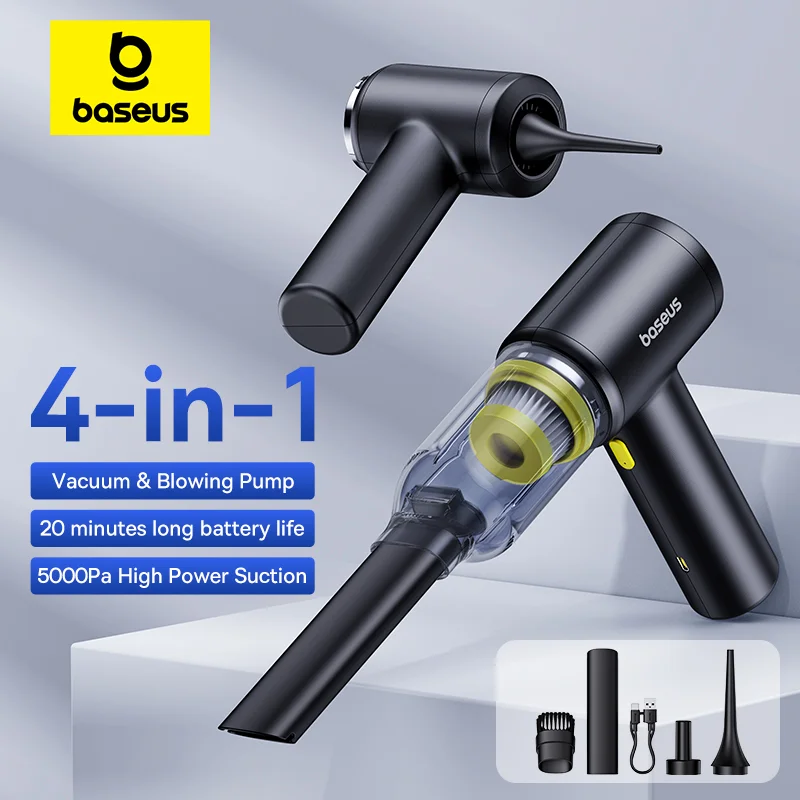 Baseus-aspiradora de coche, pistola sopladora de aire inalámbrica para coche, potente aparato de limpieza portátil para coche, limpiador de vehículos inalámbrico