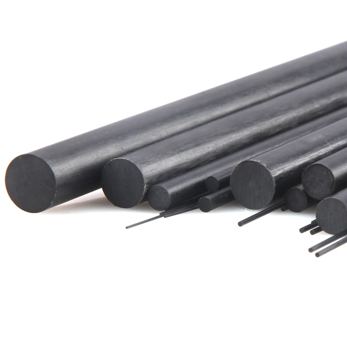 Varillas sólidas de fibra de carbono, diámetro de 0,5mm ~ 12mm, eje de carbono cilíndrico para modelos RC o bricolaje
