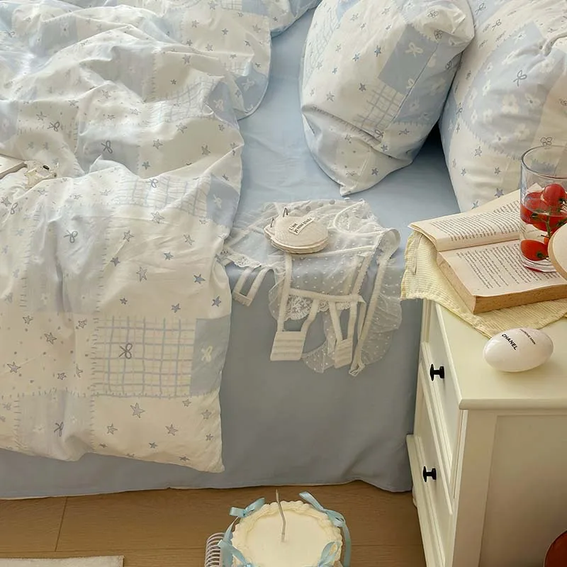 Juego de funda nórdica azul de 3 piezas (1 funda nórdica + 2 fundas de almohada, sin núcleo), juego de cama azul, suave y cómodo