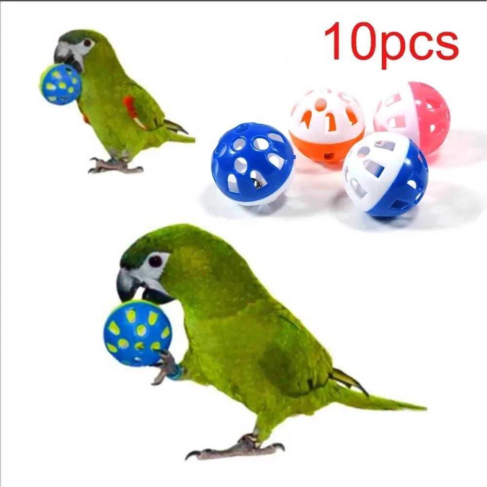 10 Uds. De juguete para loros para mascotas, bola rodante hueca colorida, juguete para pájaros, periquito, cacatúa, loro, jaula para masticar, juguetes divertidos, suministros para pájaros y mascotas