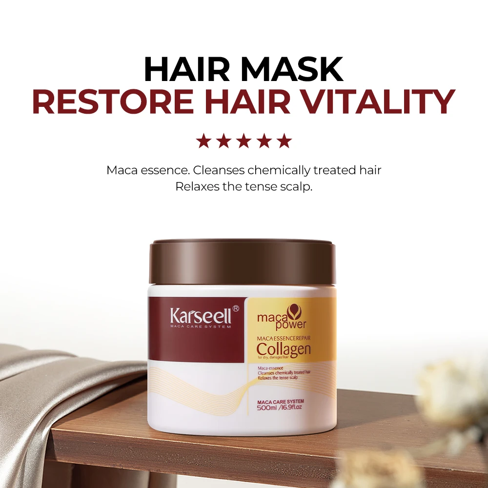 Karseell Mascarilla capilar de colágeno Reparación profunda Acondicionamiento Aceite de argán Tratamiento capilar Esencia para cabello seco y dañado Todo tipo de cabello