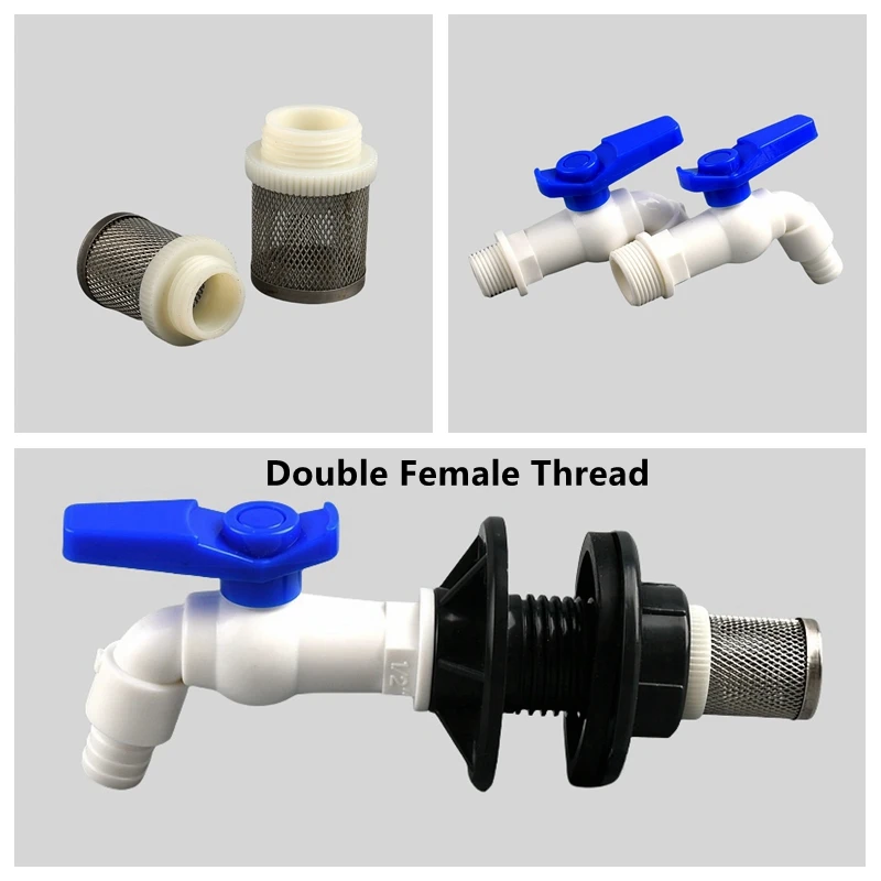 1 unidad 1/2 ''3/4'' 1 ''UPVC doble hilo femenino juntas de tanque de agua accesorios de acuario conector de tanque de peces accesorio de manguera de riego