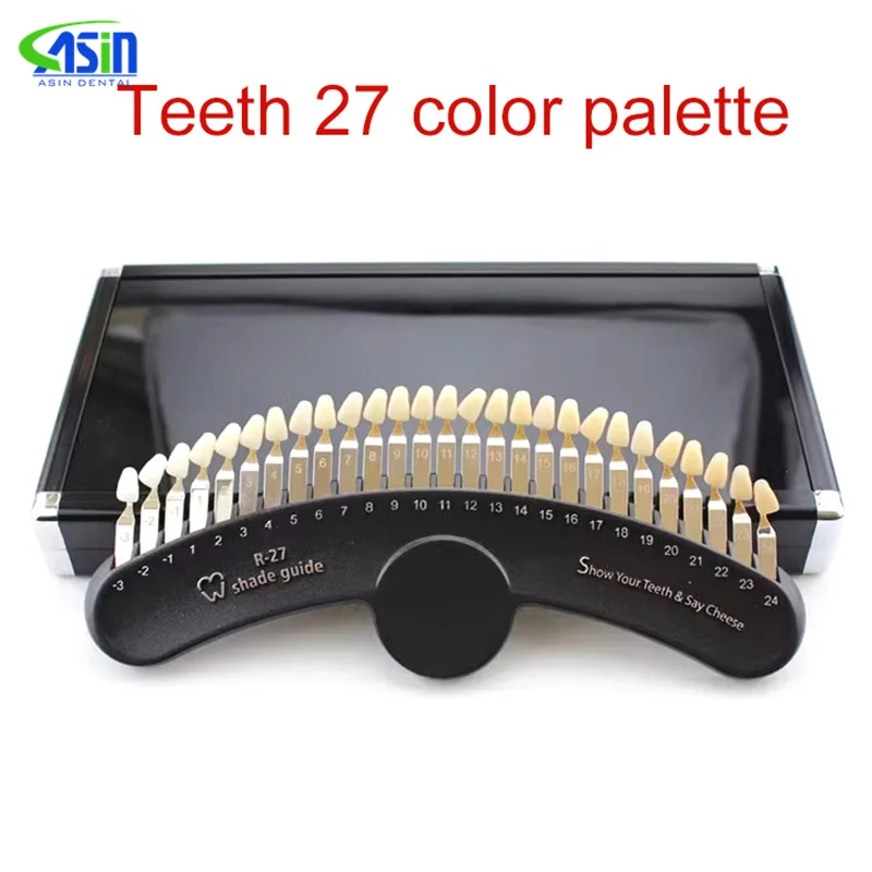 27 colores guía de sombra 3D tablero de tabla de sombra de dientes comparador de colores juego de blanqueamiento Dental placa Dental blanqueadora