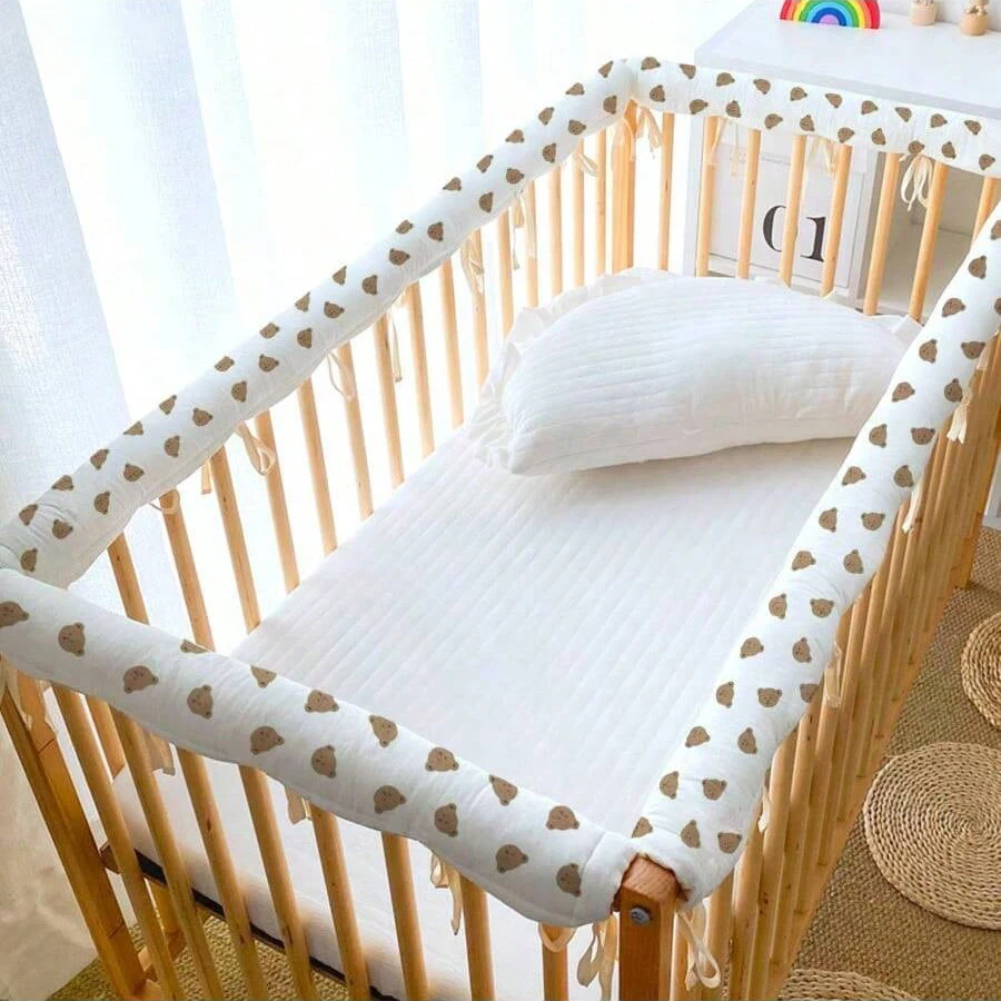 3 piezas de tiras protectoras para cuna de bebé, tiras de protección para barandillas de cama, protección de bordes contra mordeduras, malla transpirable en la parte posterior, lindos estampados de animales, lavables a máquina. El regalo perfecto para tu bebé en Navidad, Halloween y Acción de Gracias!