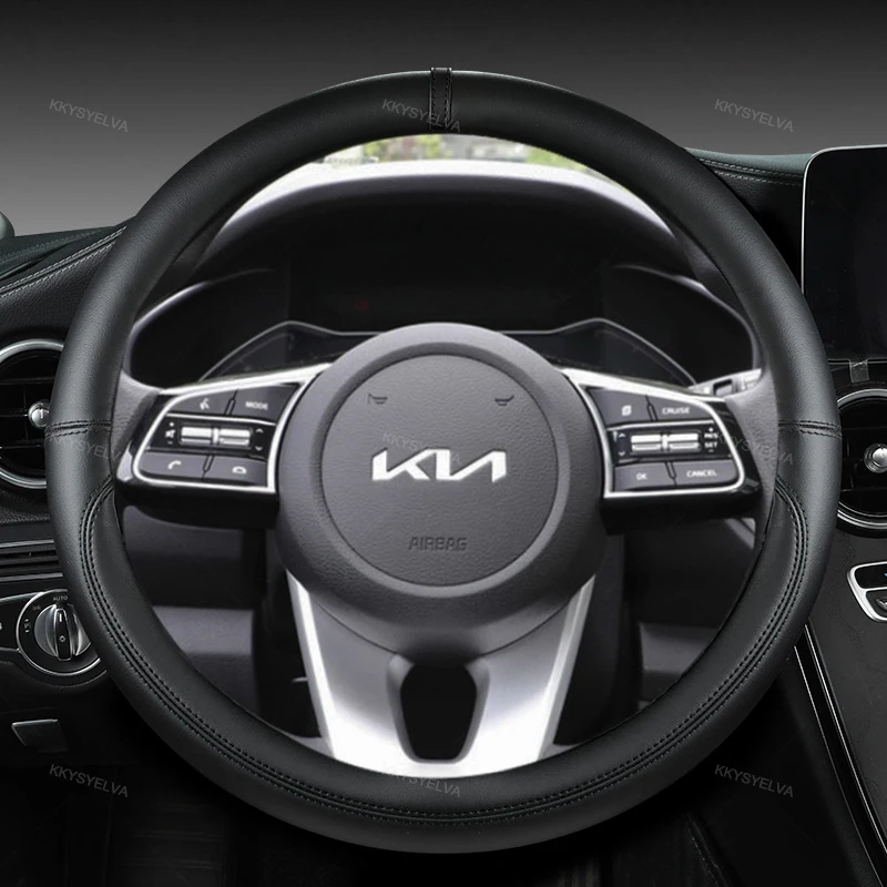 Protector para volante de coche de cuero de 38cm para KIA K5 KX5 K2 K3 GT marca Rio Cerato Sportage Stinger EV6 EV6 GT EV6 GT-line 2021 2022