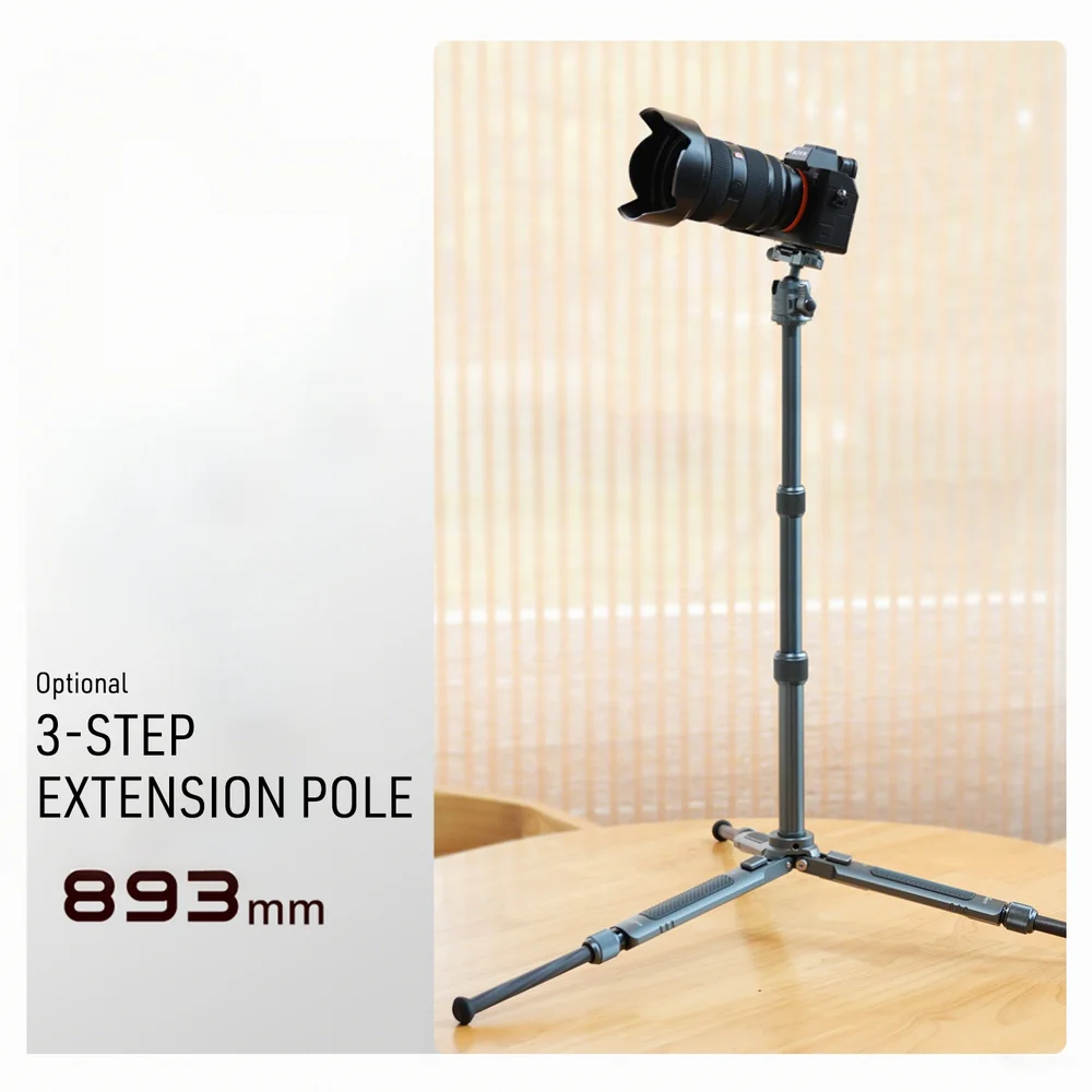 Nuevo Trípode Telescópico de Fibra de Carbono para Cámara, Trípode de Escritorio con Cabezal de Bola de 1/4 para DJI Ronin RS4 MINI Gimbal, Cámara DSLR, Video VLOG