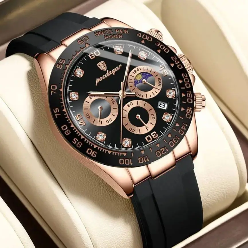 POEDAGAR, reloj de pulsera de lujo a la moda para hombre, cronógrafo con fecha, reloj de cuarzo de alta calidad para hombre, relojes militares luminosos impermeables para hombre