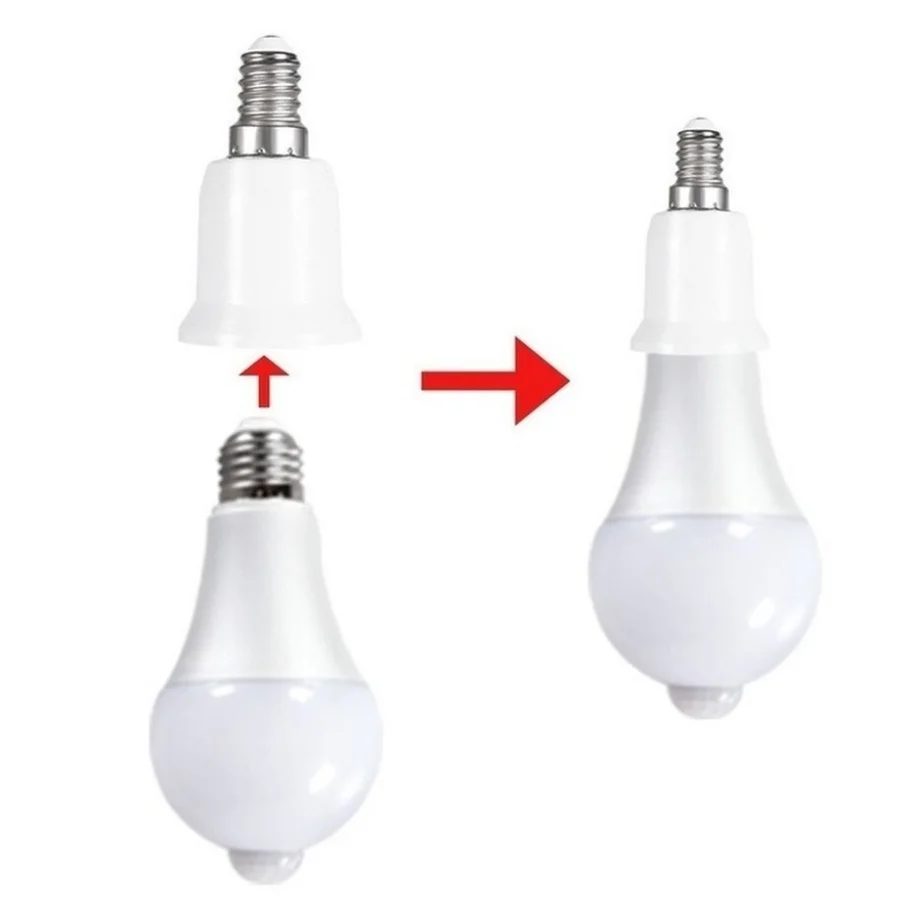 Adaptador VzzUoo E14 a E27, enchufe de conversión, convertidor de plástico ignífugo, Material de alta calidad, adaptador de bombilla, portalámparas