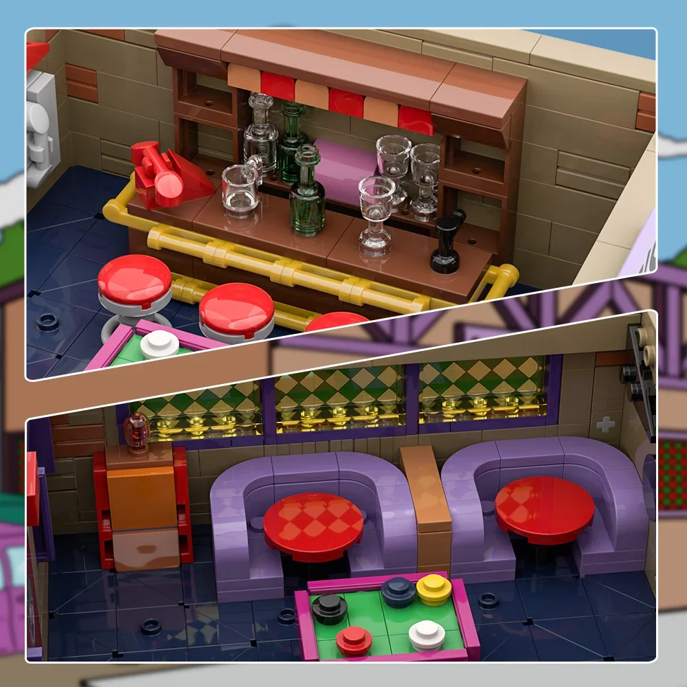 Gobricks MOC Simpsoned Modular Moe's Tavern bloques de construcción lugar de Springfield Modular Moe's Tavern Bar ladrillos modelo juguetes regalo
