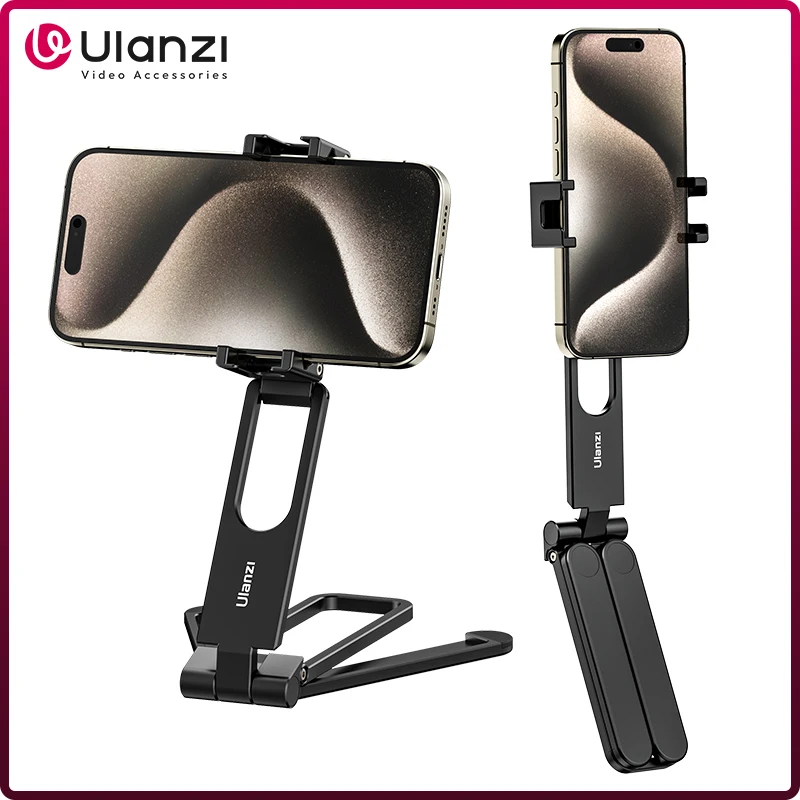 Ulanzi MA26 Mini trípode plegable de bolsillo para teléfono Vertical Horizontal expansión de disparo vídeo luz micrófono fotografía Vlog