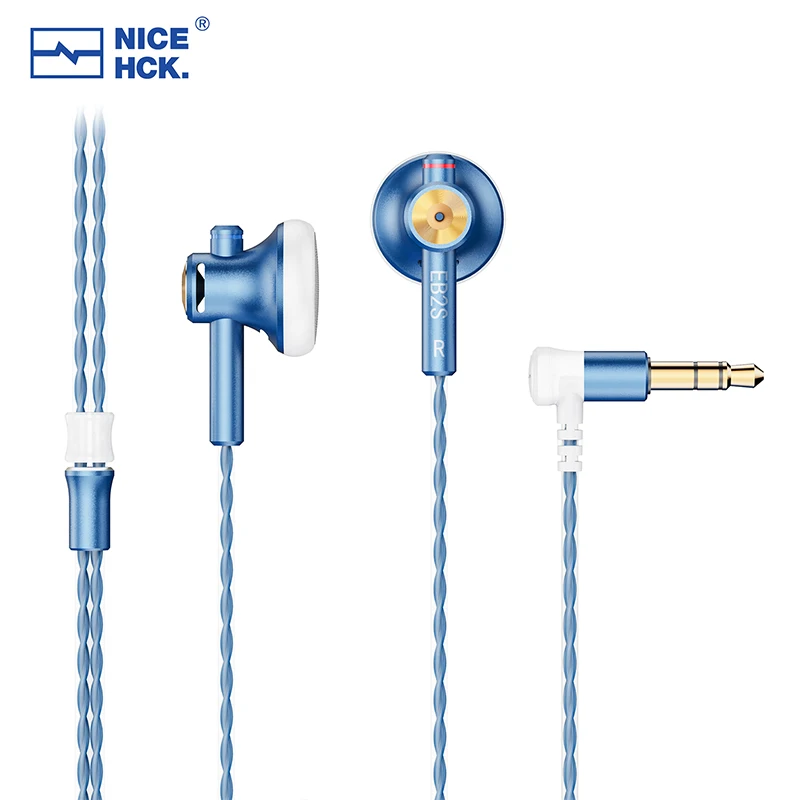 NICEHCK EB2S PRO 3,5/4,4mm enchufe micrófono auricular de cabeza plana HIFI auricular con cable 15,4mm diafragma LCP música dinámica auriculares Vocal