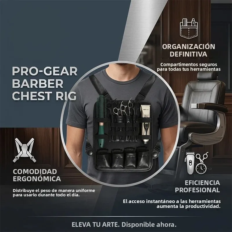 Kit de Herramientas Multifuncional Profesional para Barbería con Correa para el Hombro, Bolsa de Pecho, Tijeras, Peine, Bolsa para Herramientas de Peluquería para Salón y Hogar