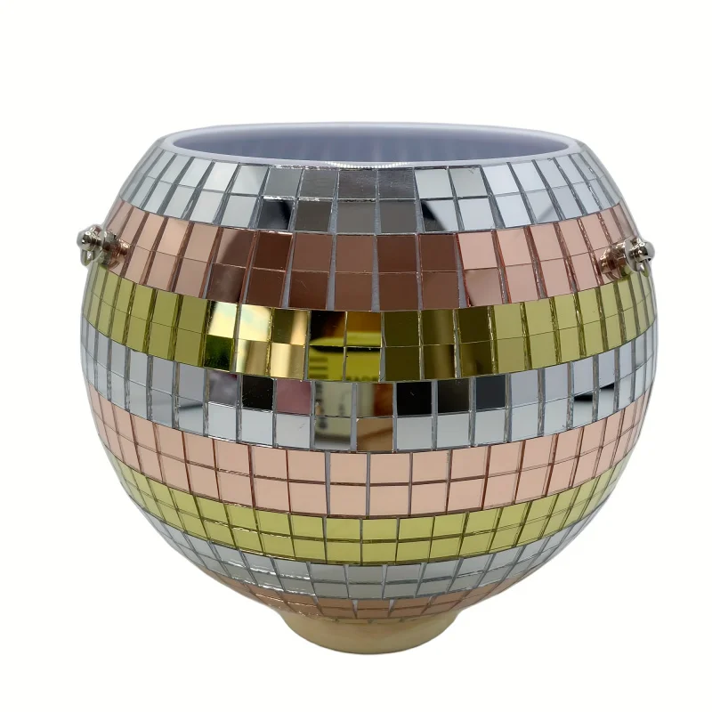 Macetero de bolas de espejo de discoteca colgante de inspiración bohemia, único, hecho a mano, autorriego, ahorro de espacio, decoración elegante para el hogar, 1 ud.