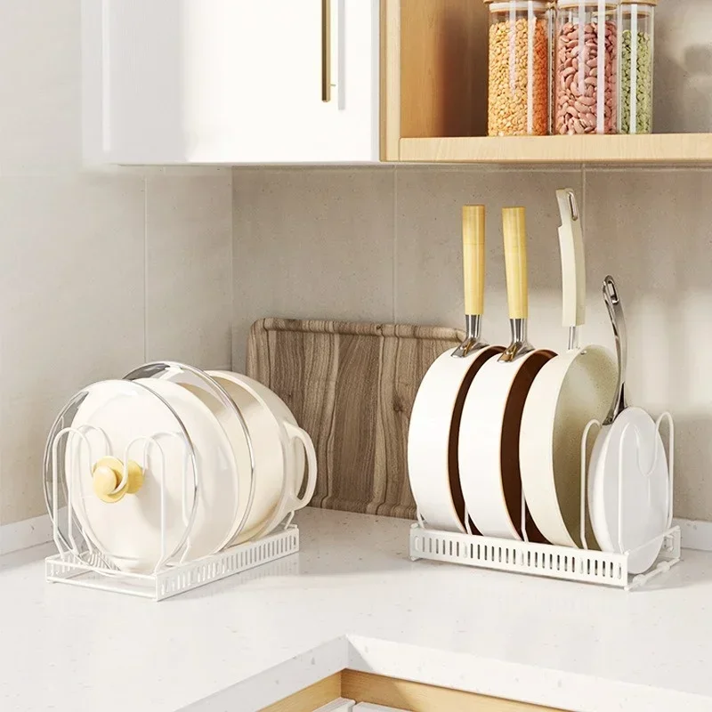 Estante para ollas, estante de almacenamiento para cuencos y platos, sartén de acero al carbono ajustable retráctil multicapa, estante para utensilios de cocina para secado de platos, herramientas de cocina