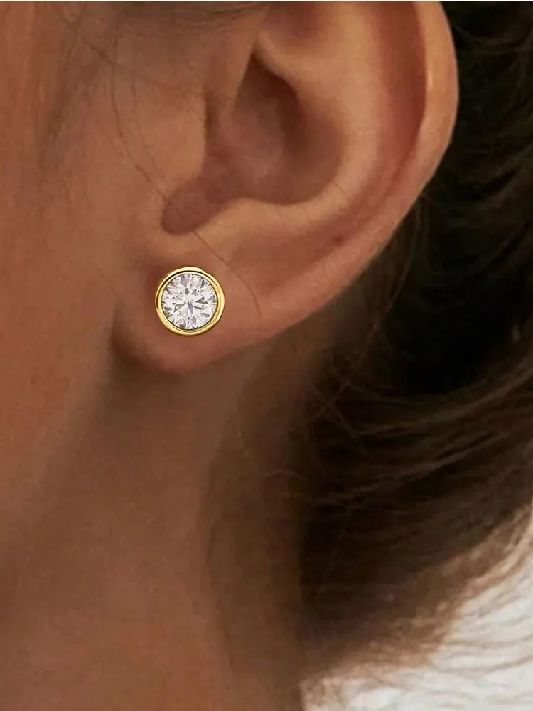 Pendientes de Diamante Moissanita Real de 0.5-1ct, Redondos y de Lujo para Mujer, Plata de Ley 925, Pendientes de Boda, Joyería Fina, Regalos