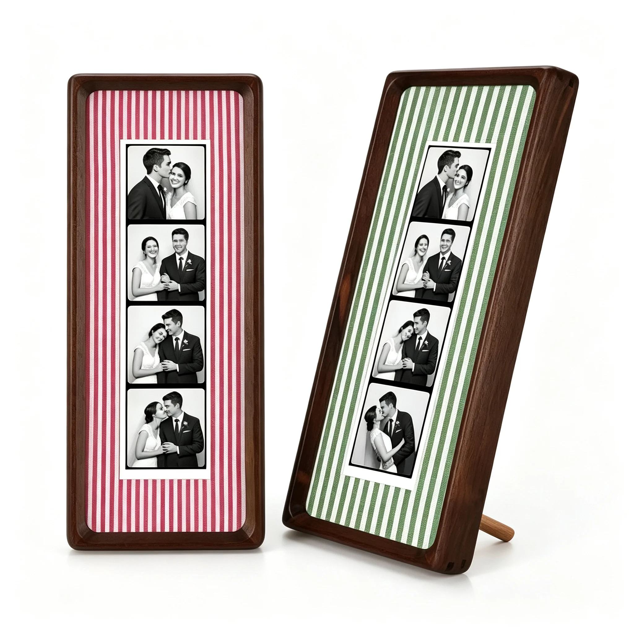 Marco de Fotos Personalizado para Parejas, Marco de Tela a Rayas, Regalo de Aniversario para Parejas, Recuerdo de Boda