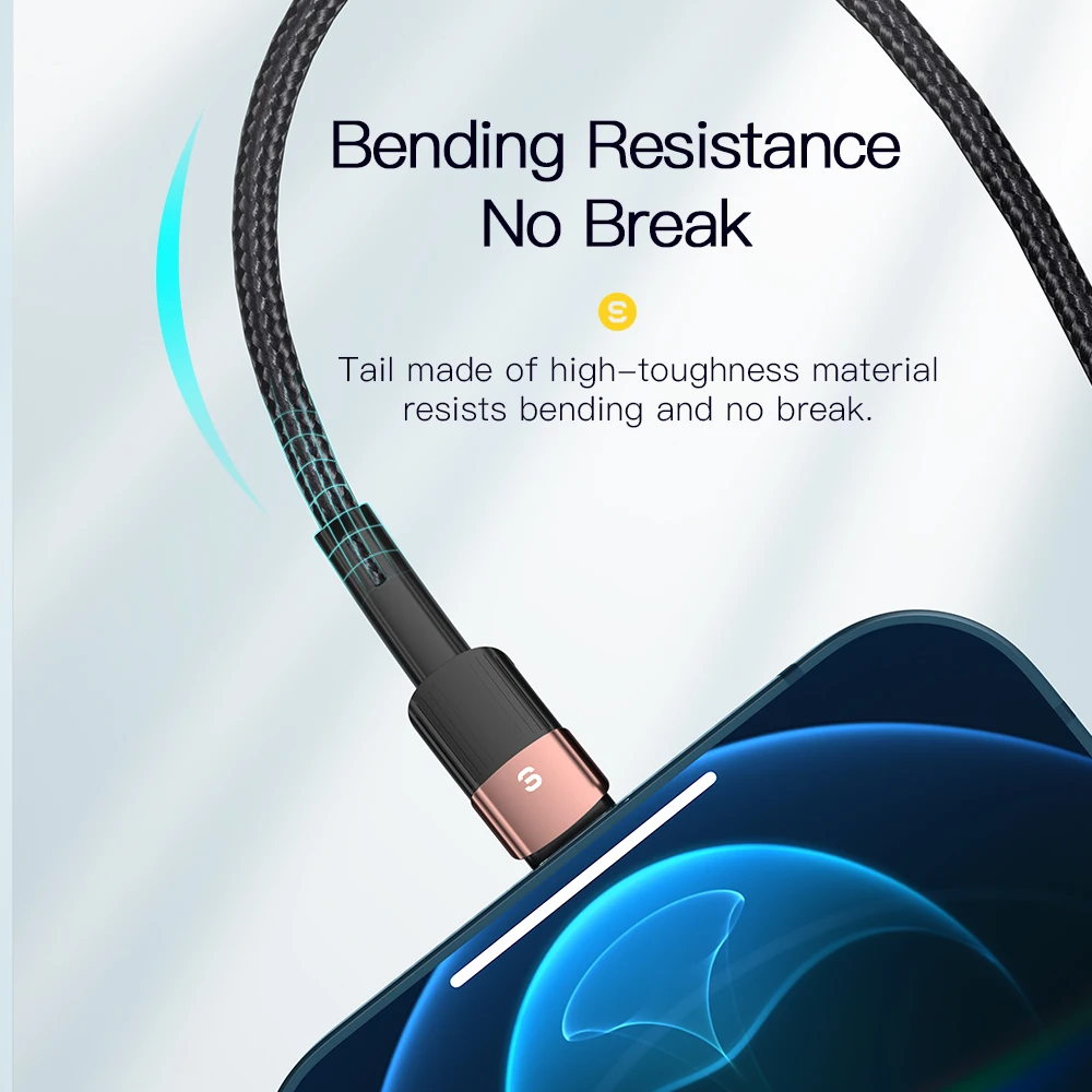 Cable USB Essager para Iphone14 13 12 11 Pro Max Xs Xr X SE 8 7 6 Plus línea de datos de teléfono móvil de carga rápida para Cable cargador de Ipad