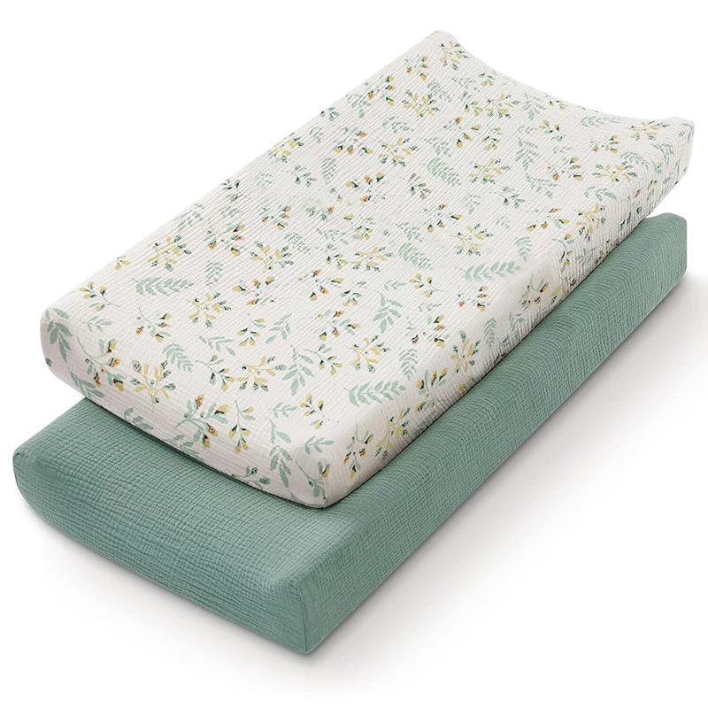 2 uds cambiador de bebé cubierta de muselina suave transpirable algodón pañal cambiador de mesa cubierta sábanas para niñas y niños recién nacidos