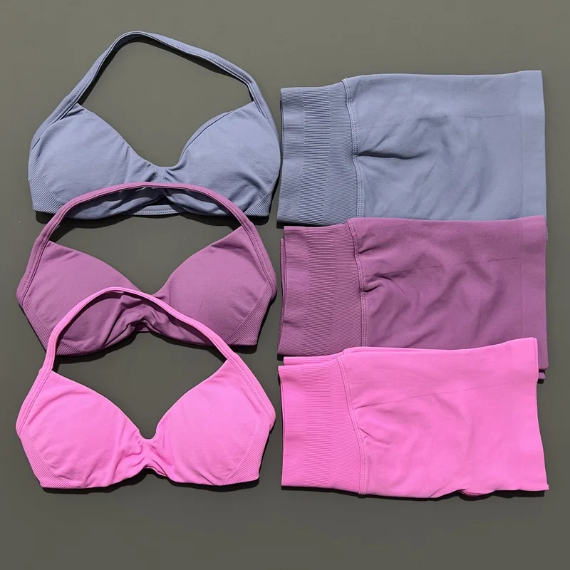 Conjunto deportivo de 2 piezas para mujer, sujetador sin mangas para Yoga, cintura alta, pantalones cortos de gimnasio, traje de entrenamiento para correr y Fitness
