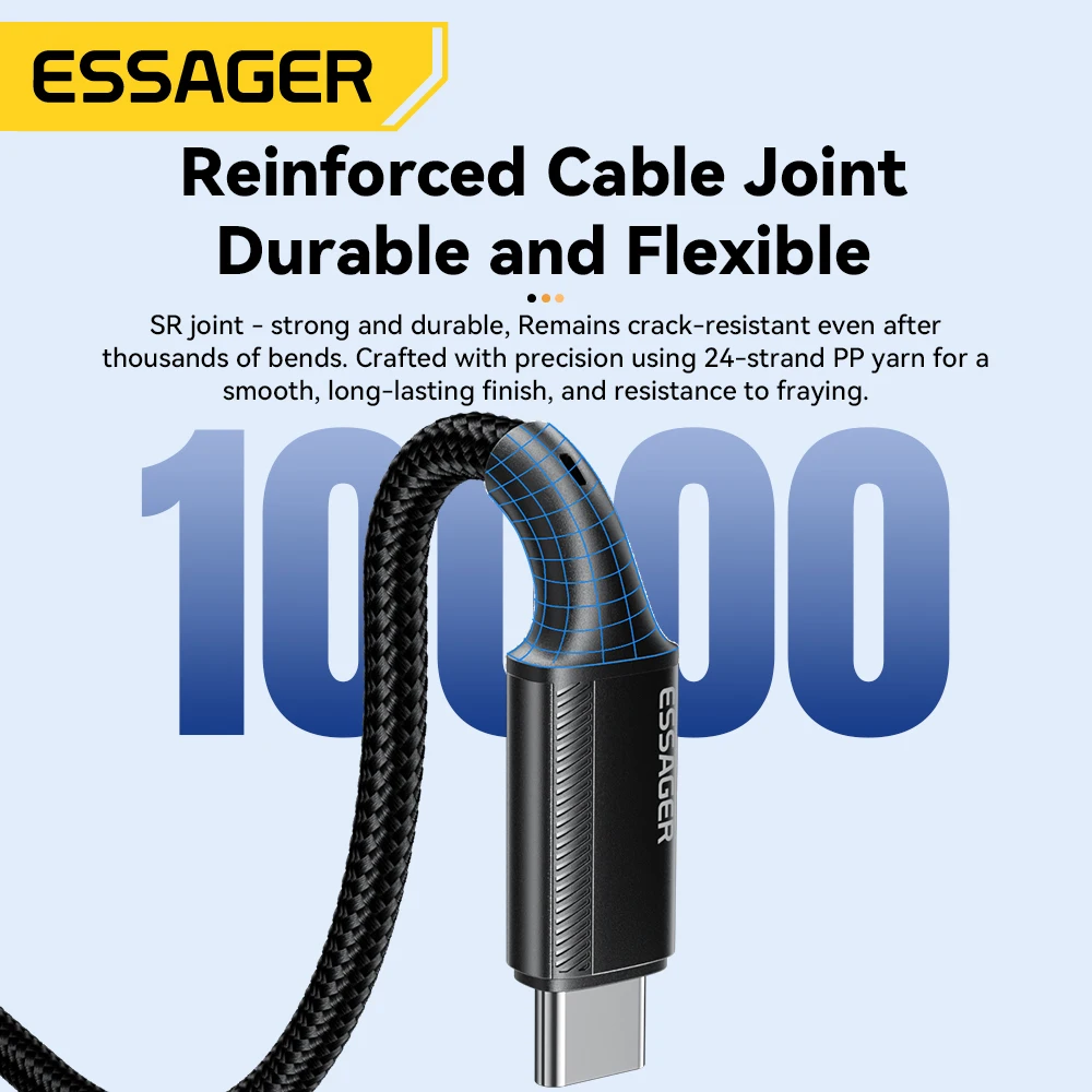 Cable Essager USB tipo C a USB C para iPhone 15 240W PD 5A Cable cargador de carga rápida para Macbook Huawei Samsung Cable tipo C