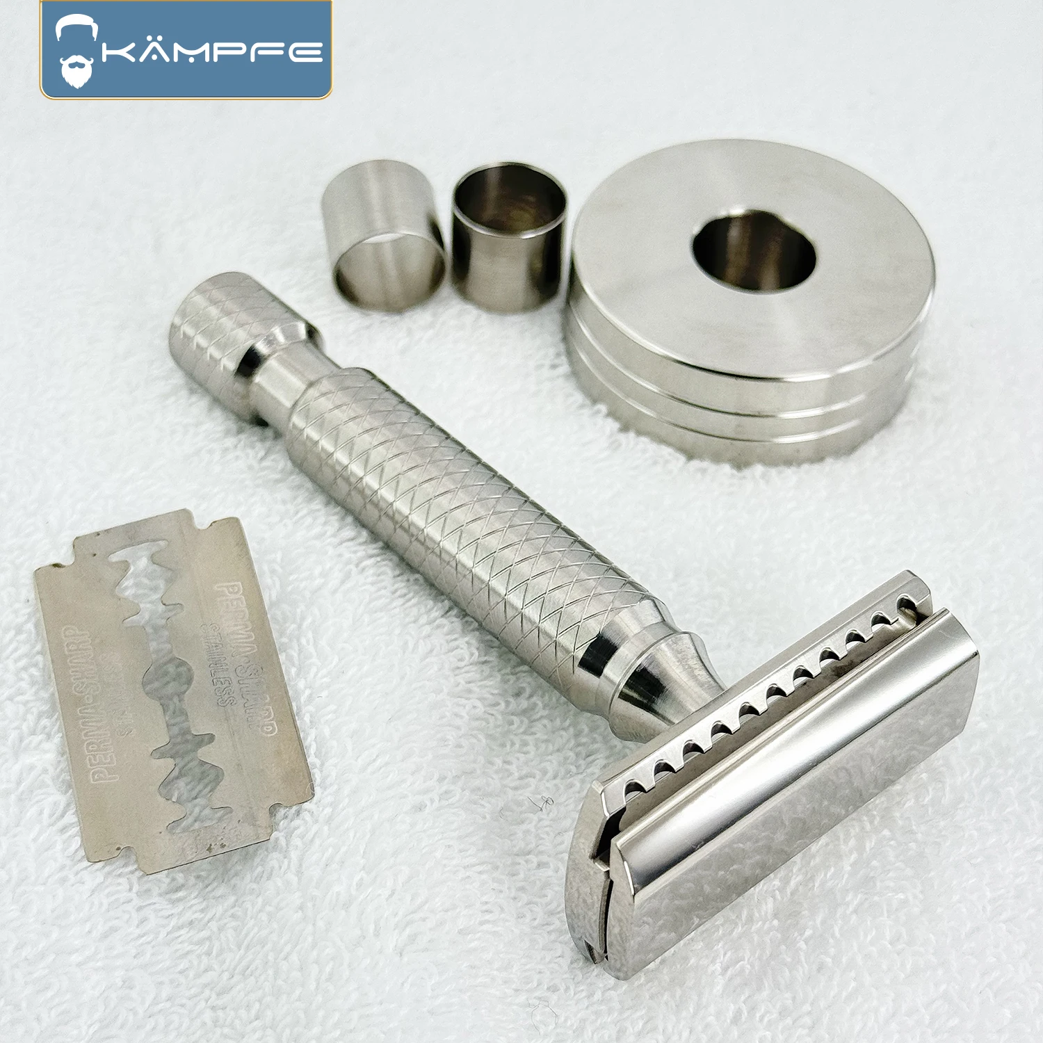 Afeitadora manual KAMPFE de seguridad, mecanizada con precisión CNC, de doble filo, de aleación de titanio para hombre, regalo para novio.