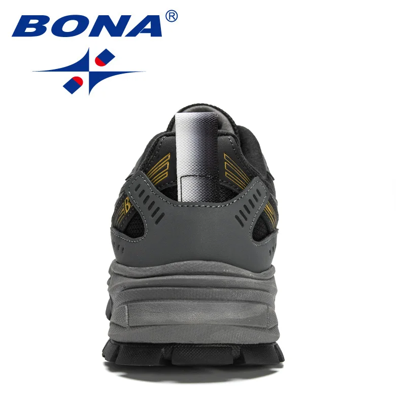 BONA, nuevos diseñadores, zapatos para correr de malla de cuero de acción, zapatos transpirables para correr para hombre, zapatillas deportivas para caminar, zapatillas deportivas