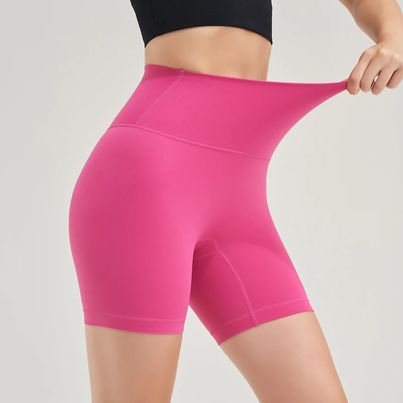 SOISOU-pantalones cortos de nailon para mujer, pantalones cortos de Yoga para gimnasio, mallas de cintura alta, elásticos, ajustados, transpirables, sin líneas ambómodas, pantalones cortos de ciclismo para mujer