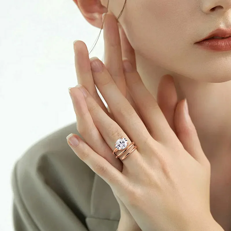 Anillo solitario de moissanita chapado en 14K con certificado Smyoue 1CT-3CT, banda de diamante de laboratorio de boda para mujer, plata 925 pura, 100% Shani Abergel