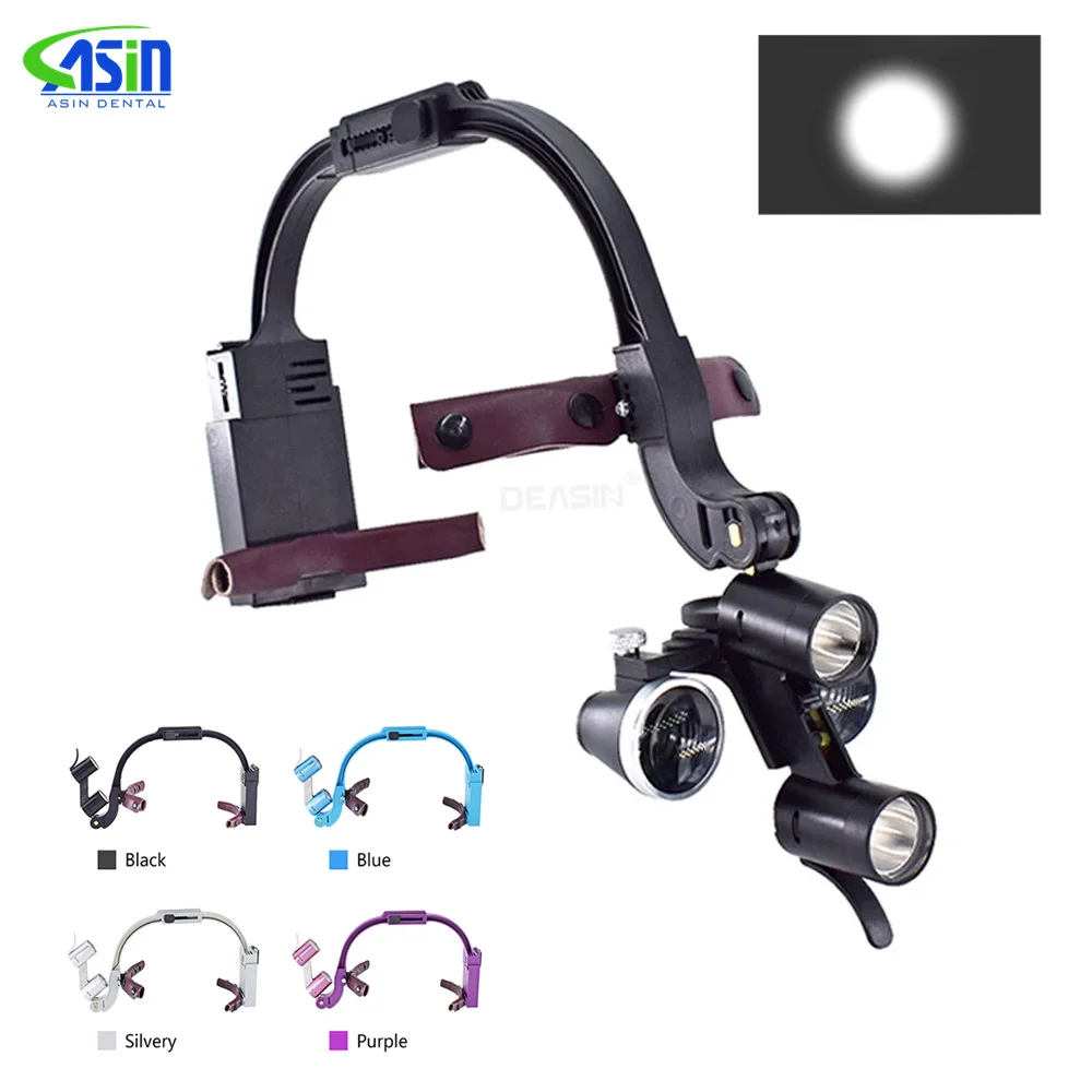 Lámpara de luz LED para cabeza Dental, lupas binoculares de aumento, luz de 5W, faro quirúrgico para dentista, equipo de laboratorio, 2,5x, 3,5x