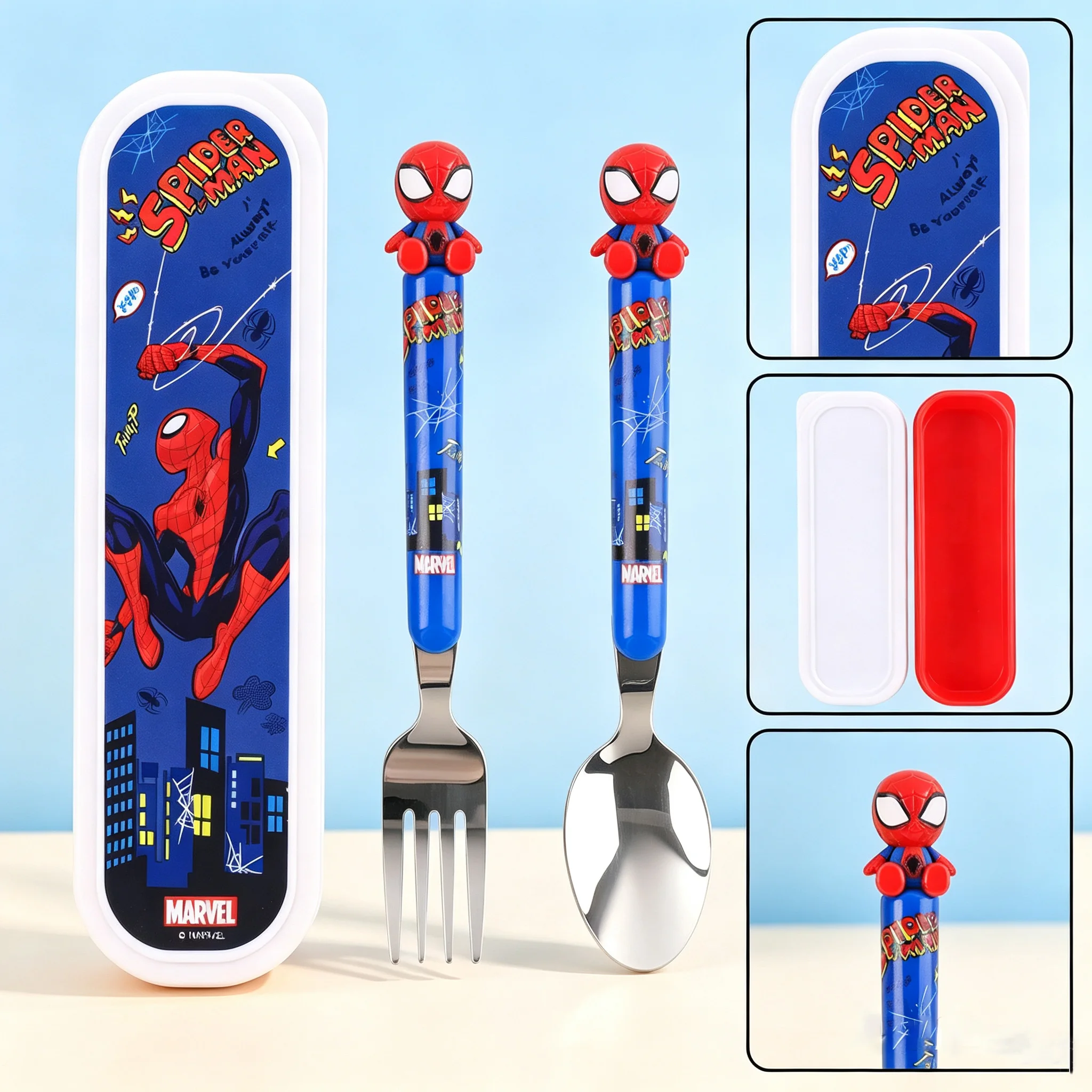Juego de Cubiertos de Spider-Man, Cuchara, Tenedor, Vajilla de Acero Inoxidable, Utensilios de Comedor, Regalo con Personajes para Fanáticos, Cumpleaños, Días Festivos