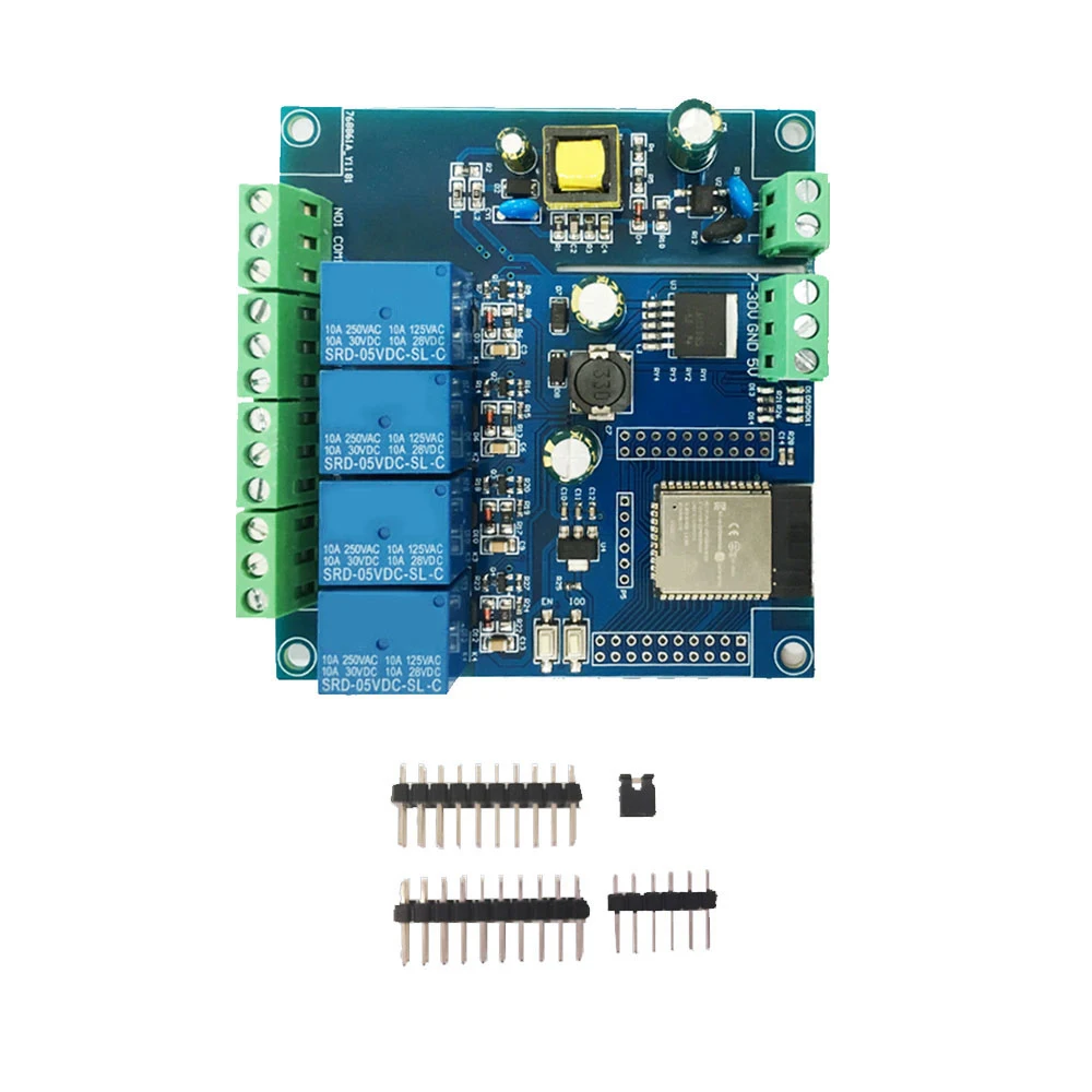 Placa de desarrollo de relé ESP32, fuente de alimentación CA/CC, WiFi, Bluetooth, BLE, módulo de relé de 4 canales ESP32-WROOM
