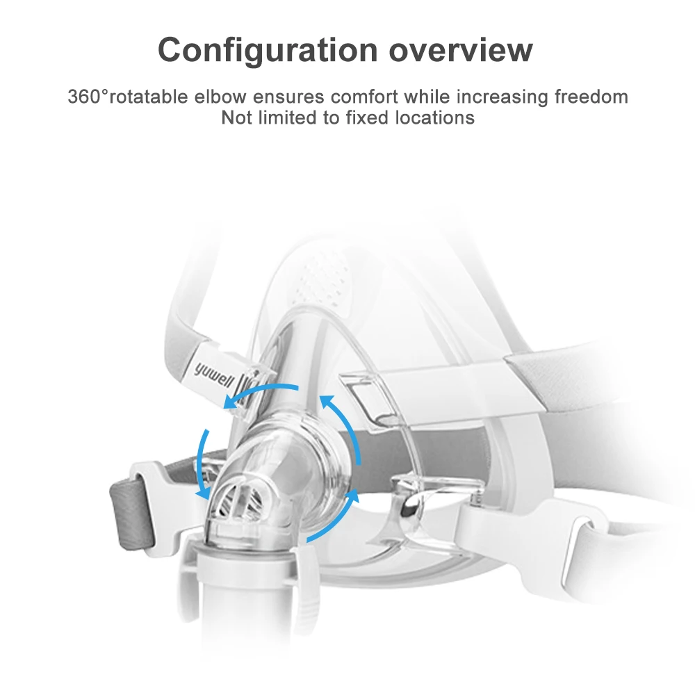 YuWell YF-02 máscara Cpap con casco máscara completa Auto CPAP APAP BIPAP para máquina de respiración de aire médica Apnea del sueño antironquidos