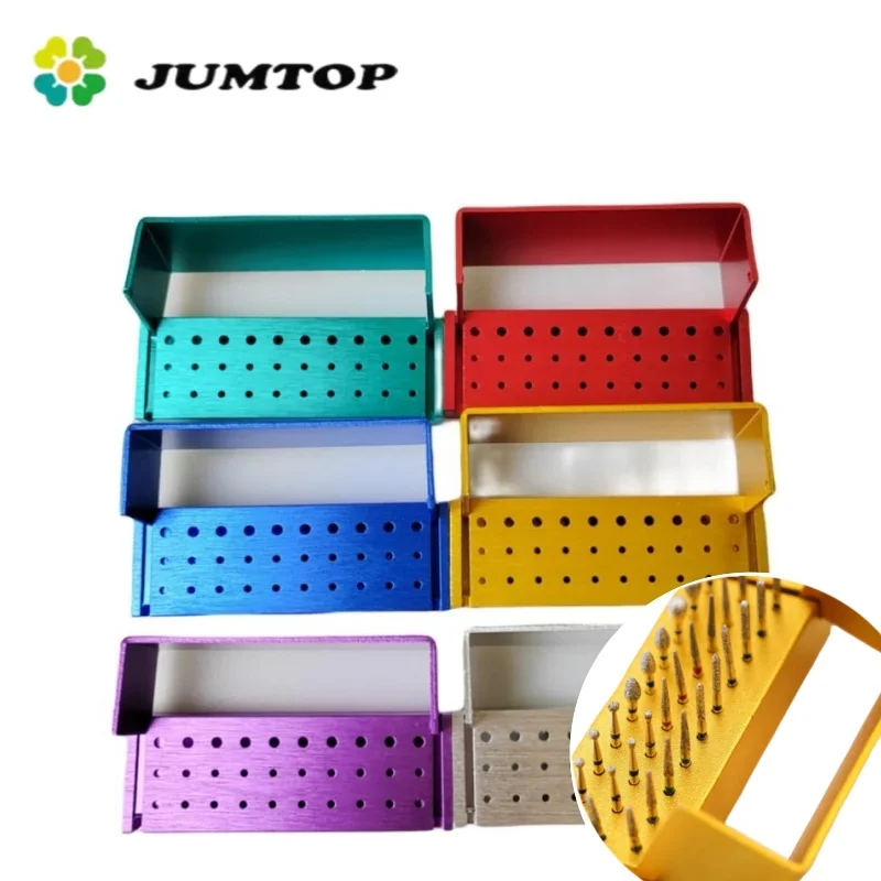 JUMTOP-bloque de desinfección de fresas dentales, 30 agujeros, soporte de esterilización de fresas FG de aluminio Autoclavable