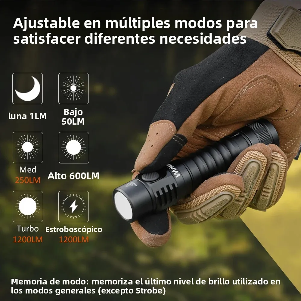 Linterna LED Recargable Wurkkos FC11C de Alto Lumen 1200, Linterna Portátil con Circuito Buck, 90 CRI Alto (5000K), Iluminación Magnética
