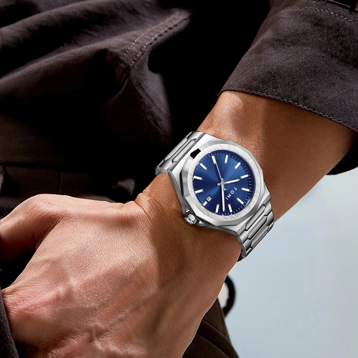 Reloj TOMI de lujo para hombre de negocios, conjunto con caja de regalo, caja de oro rosa de alta calidad, reloj de cuarzo Simple y versátil, reloj Masculino