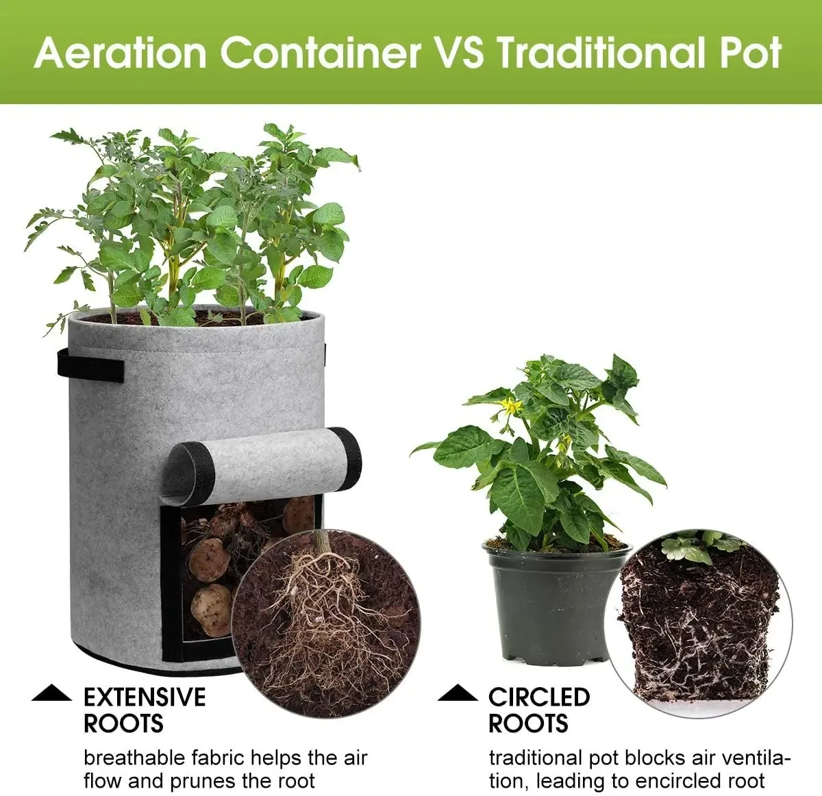 Bolsas de fieltro para cultivo de plantas, tela no tejida, maceta de patatas de jardín, bolsas de cultivo de verduras de invernadero, herramientas verticales hidratantes, 3 estilos