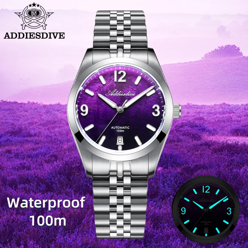 ADDIESDIVE-Reloj mecánico automático de lujo para hombre, cristal de zafiro, resistente al agua hasta 100M, acero inoxidable, deportivo, AD2547