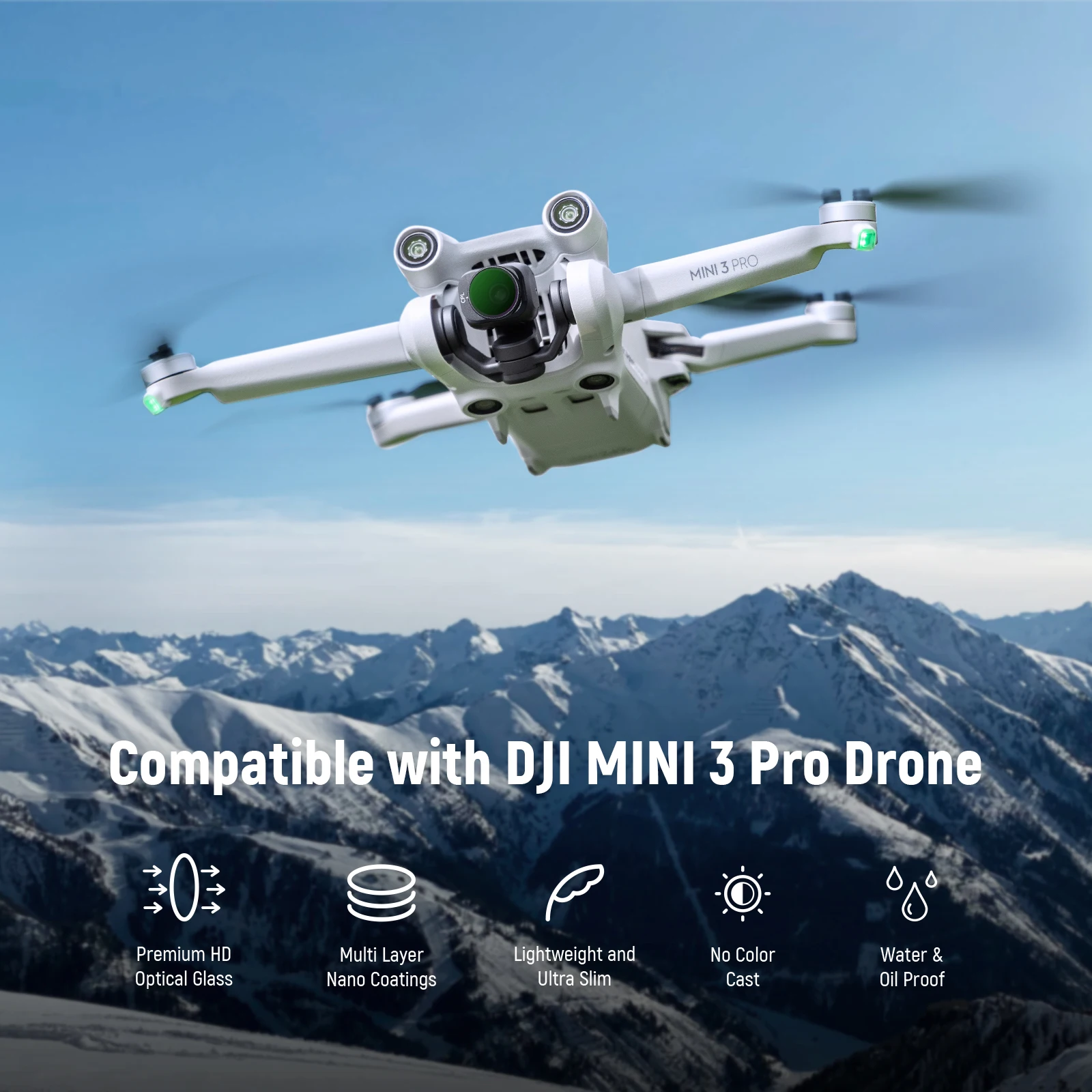 NEEWER-Juego de filtros ND Compatible con DJI Mini 3/Mini 3 Pro, filtro de densidad neutra, accesorio de lente de Dron, paquete de 6